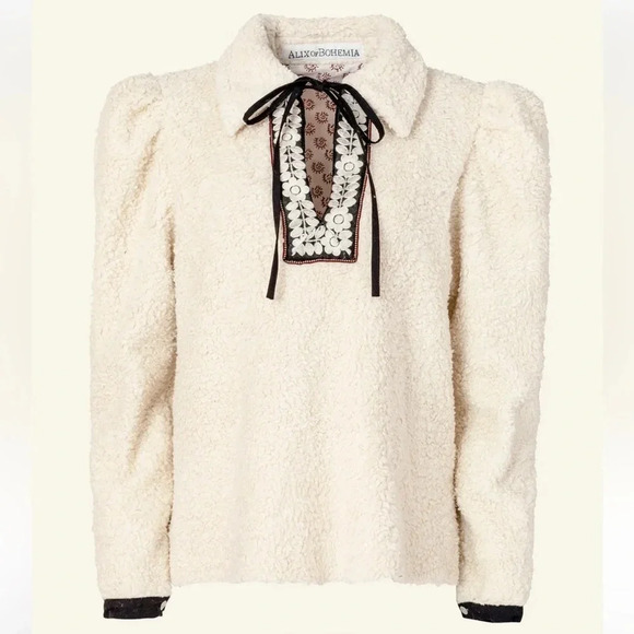 Alix of Bohemia Loretta Teddy Fleece Tunic Cream Small NWT Western Boho Gypsy - Picture 1 of 15